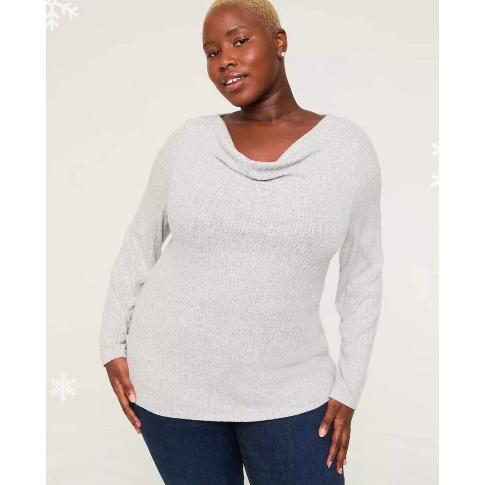 Lane Bryant Ribbed Hacci Cowl-Neck Top 26/28